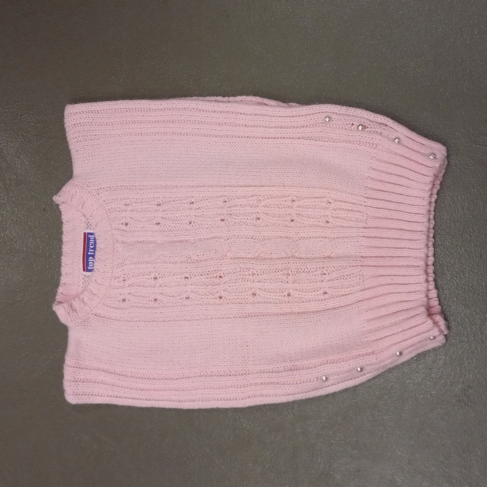 ** VINTAGE **TOP TREND BABY PINK SLEEVELESS,KNIT,SWEATER VEST WITH BUTTON SIDES